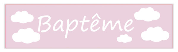 Banderole Baptême rose avec nuage