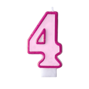 Bougie nombre 4 rose