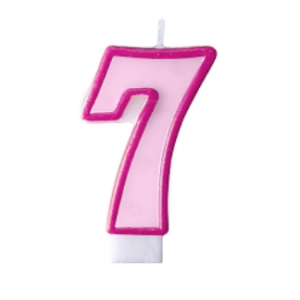 Bougie nombre 7 rose