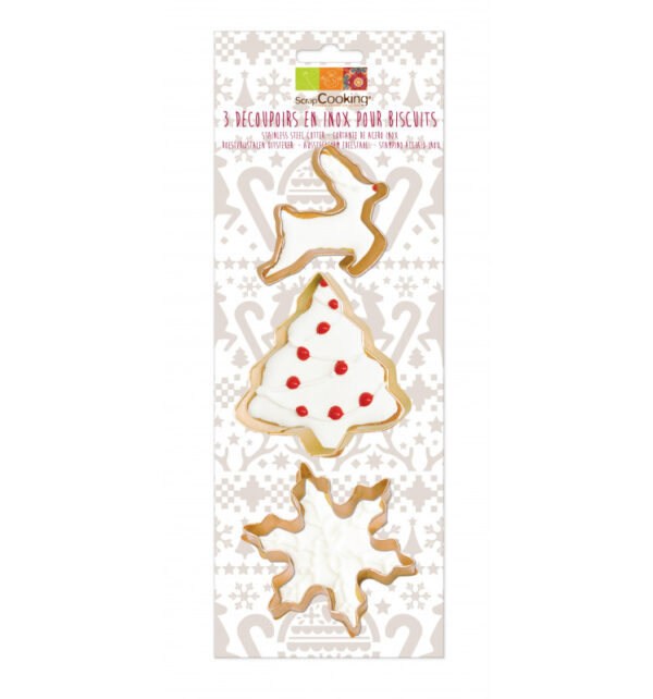 3 Découpoirs inox dorés Flocon/sapin/renne – Image 3