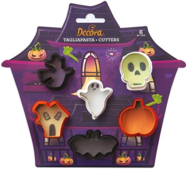 Lot de 6 mini emporte-pièces HALLOWEEN 3/5 x H 2,2 cm