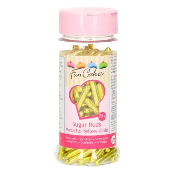 FunCakes Metallic Sugar Rods XL -Yellow Gold- 70g