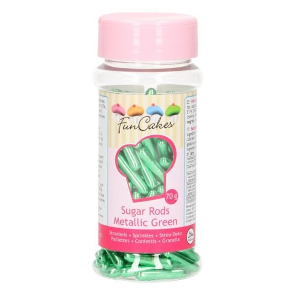 FunCakes Metallic Sugar Rods XL -Green- 70g