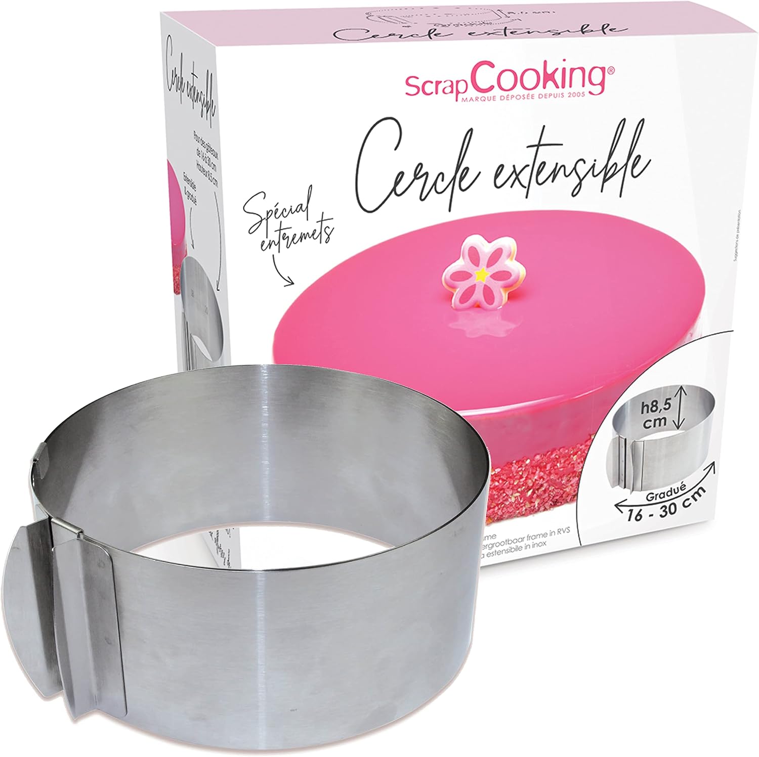 Cercle à pâtisserie extensible inox