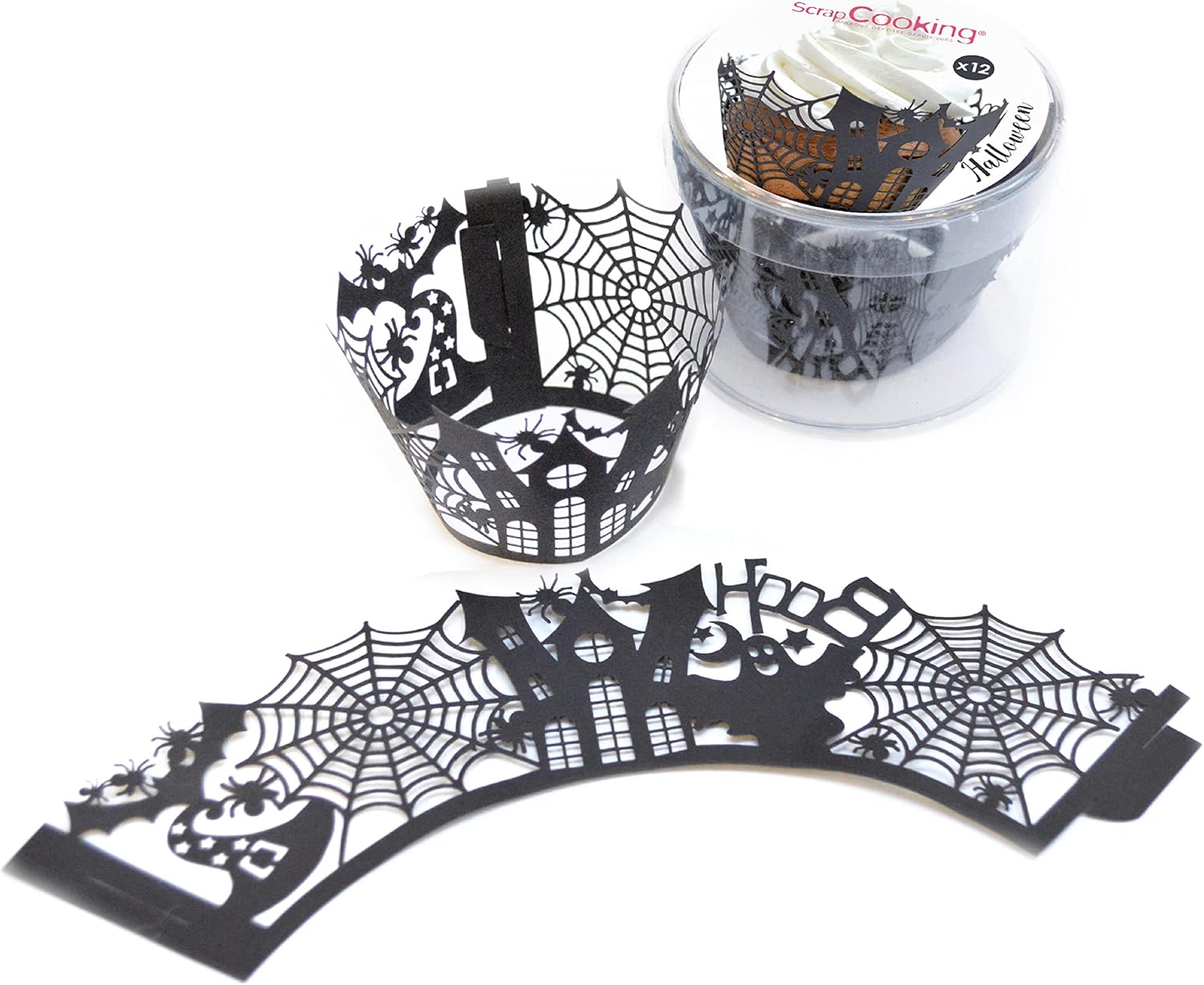 Contours dentelle pour cupcakes Halloween x 12