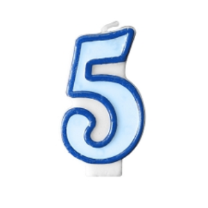 Bougie nombre 5 bleu