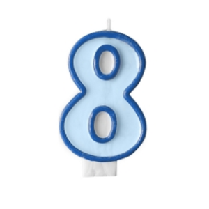 Bougie nombre 8 bleu