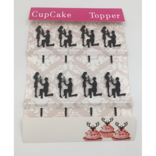 PACK 8 CUPCAKES TOPPERS ACRYLIQUE SILHOUETTE COUPLE