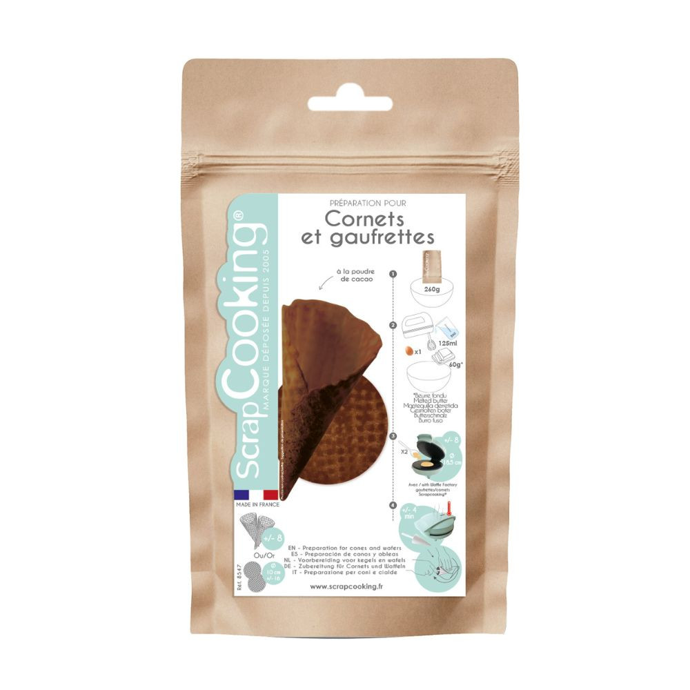 Préparation Gaufrettes & Cornets Chocolat – 260 g – Mix prêt à l’emploi
