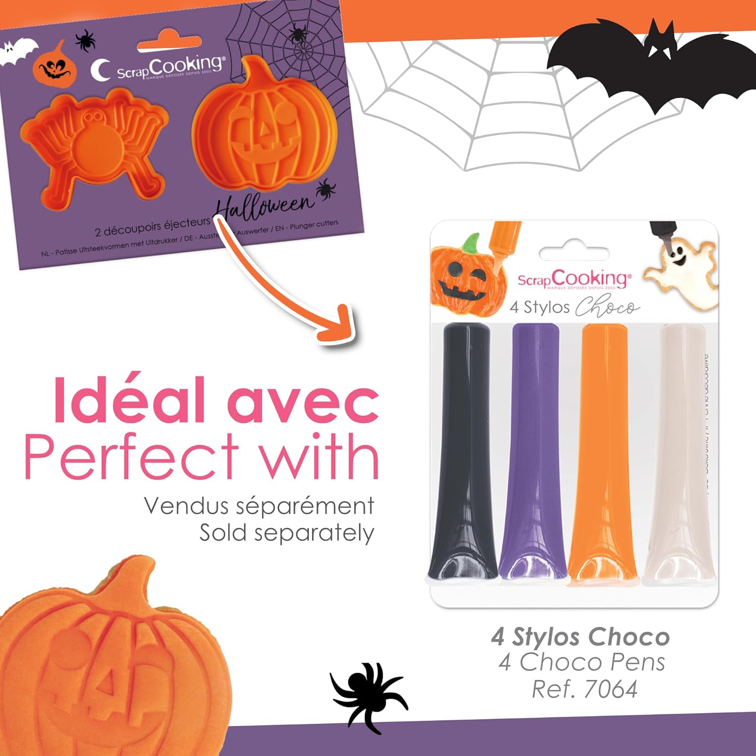ScrapCooking - 2 Découpoirs Éjecteurs Halloween - Citrouille & Araignée - Découpoirs à Biscuits en 3D - Embosseurs Pâtisserie pour Sablés, Petits Gâteaux - Emporte-Pièces - 2144 – Image 4