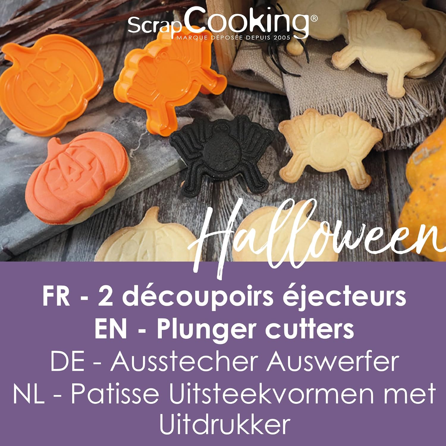 ScrapCooking - 2 Découpoirs Éjecteurs Halloween - Citrouille & Araignée - Découpoirs à Biscuits en 3D - Embosseurs Pâtisserie pour Sablés, Petits Gâteaux - Emporte-Pièces - 2144 – Image 7