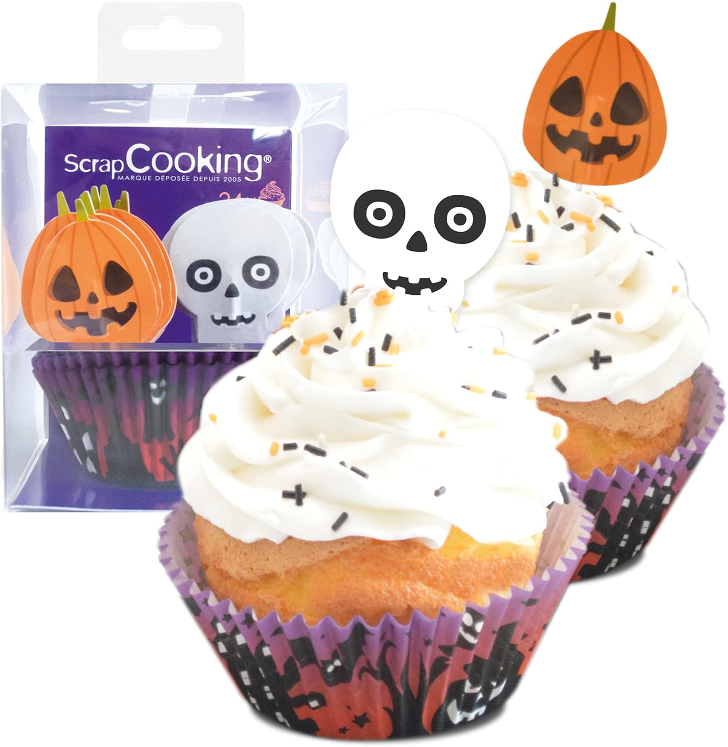 Scrapcooking - Set 24 Caissettes & Toppers pour Cupcakes - Thème Halloween