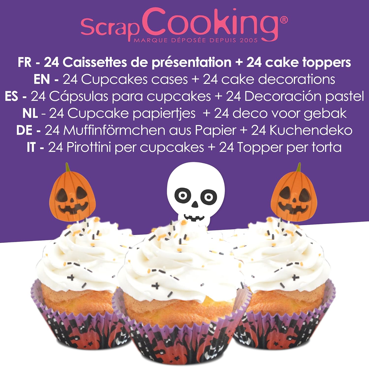 Scrapcooking - Set 24 Caissettes & Toppers pour Cupcakes - Thème Halloween – Image 4