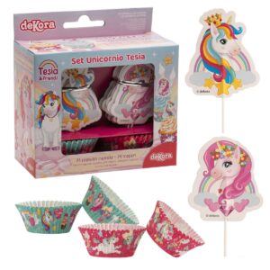 Kit Cupcakes Licorne – Dekora (48 caissettes + 24 toppers)