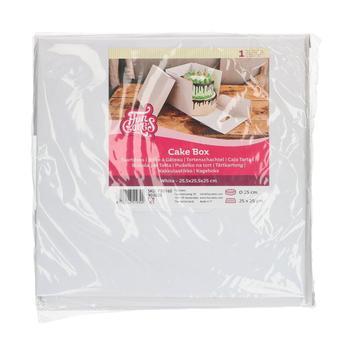 FunCakes Boîte à Gâteau Blanc 25.5x25.5x25cm pcs/1 – Image 3